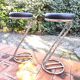 Set of high stools in chrome metal and vintage 80s leather Z