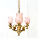 3-branched chandelier in gilded bronze.