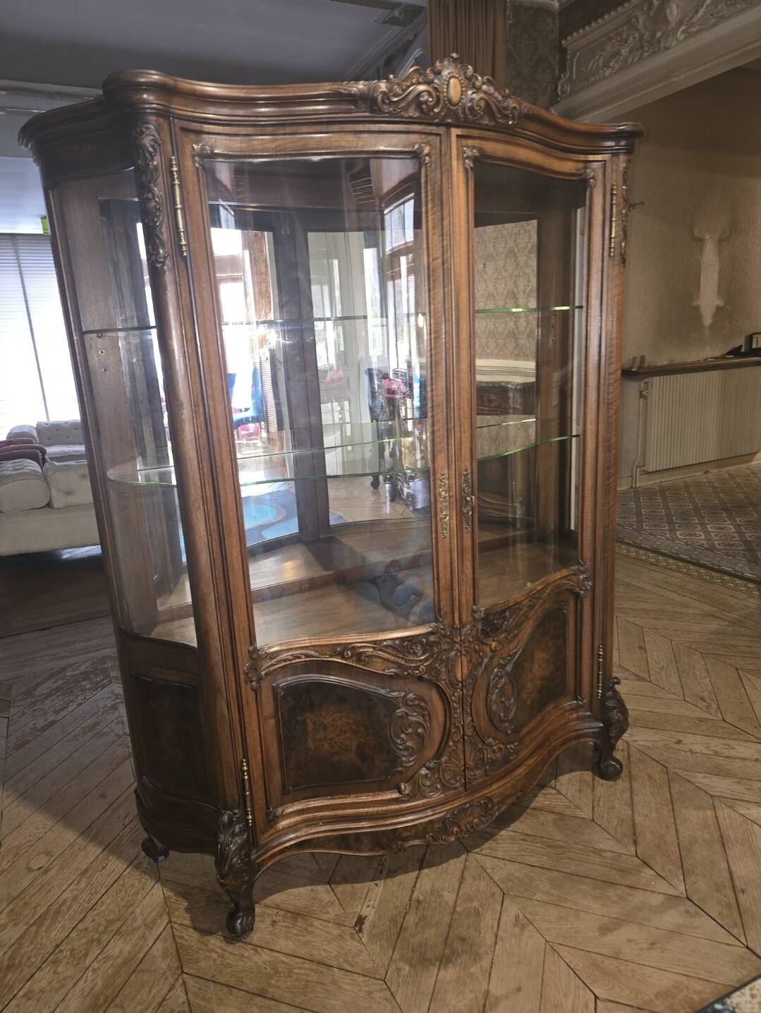 Unique burl walnut display case