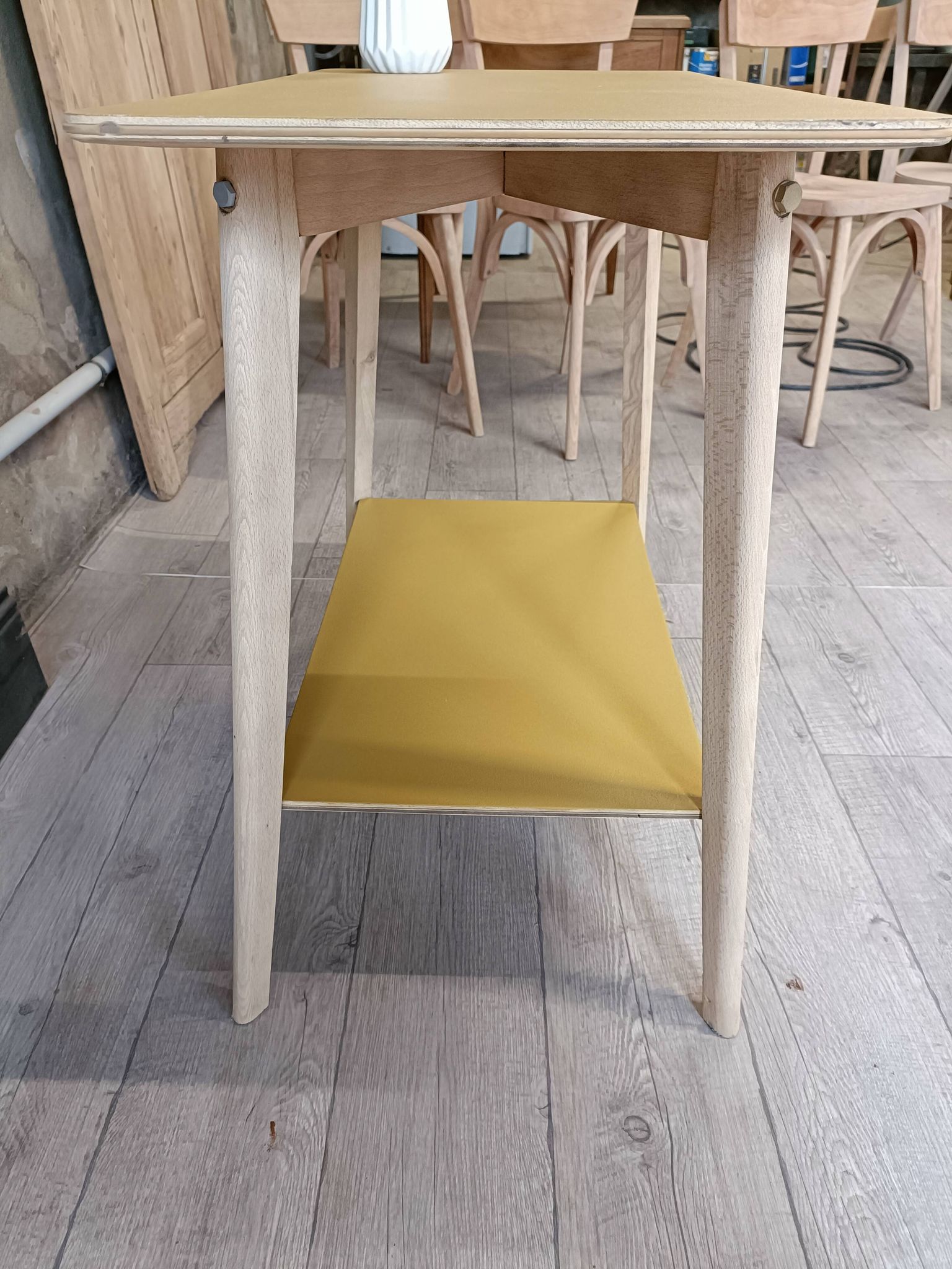 Vintage side table with tapered legs