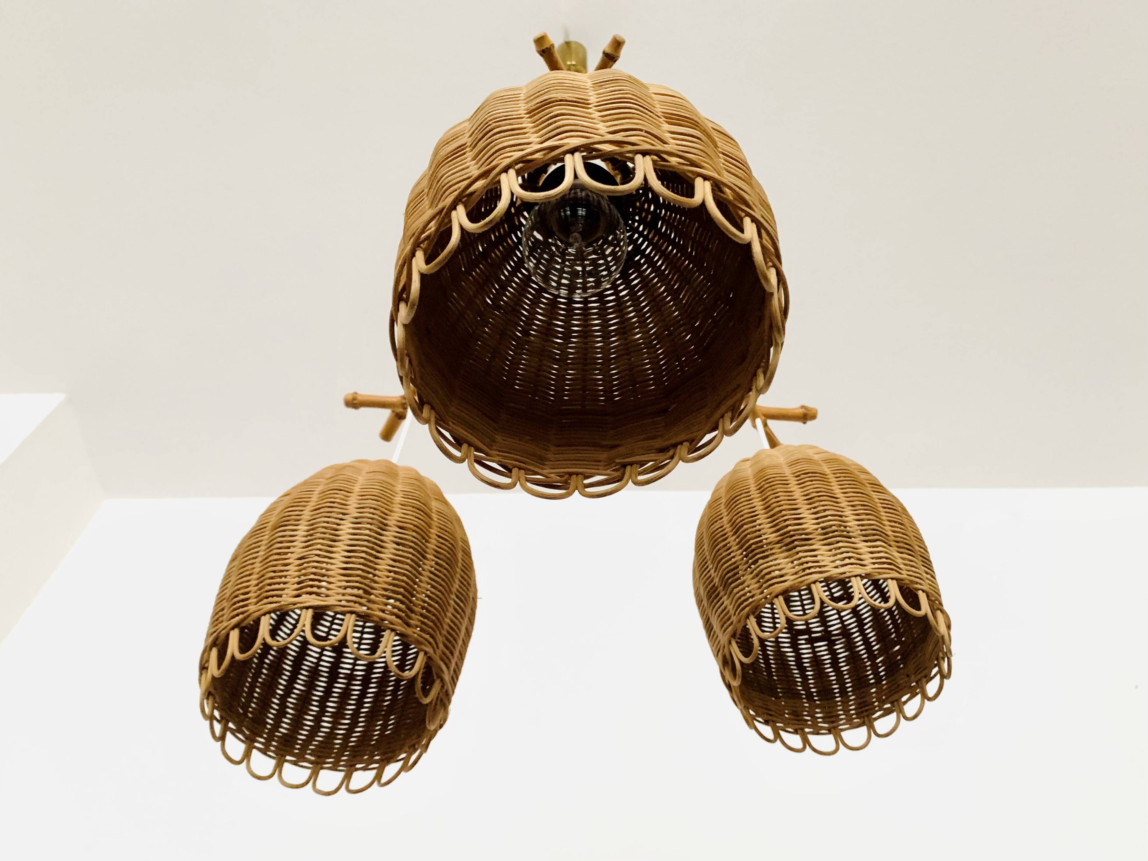 Wicker and Bamboo cascading lamp