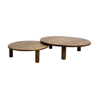 Duo de grandes tables basses modernistes tripodes