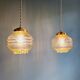 Pair of Space Age Pendant Lights in Yellow Clear Glass, 1960s-70s