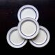 4 vintage bistro style flat plates in blue and white porcelain