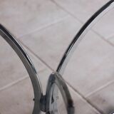 Chrome and smoked glass dining table in the style of Gastone Rinaldi, 1970.