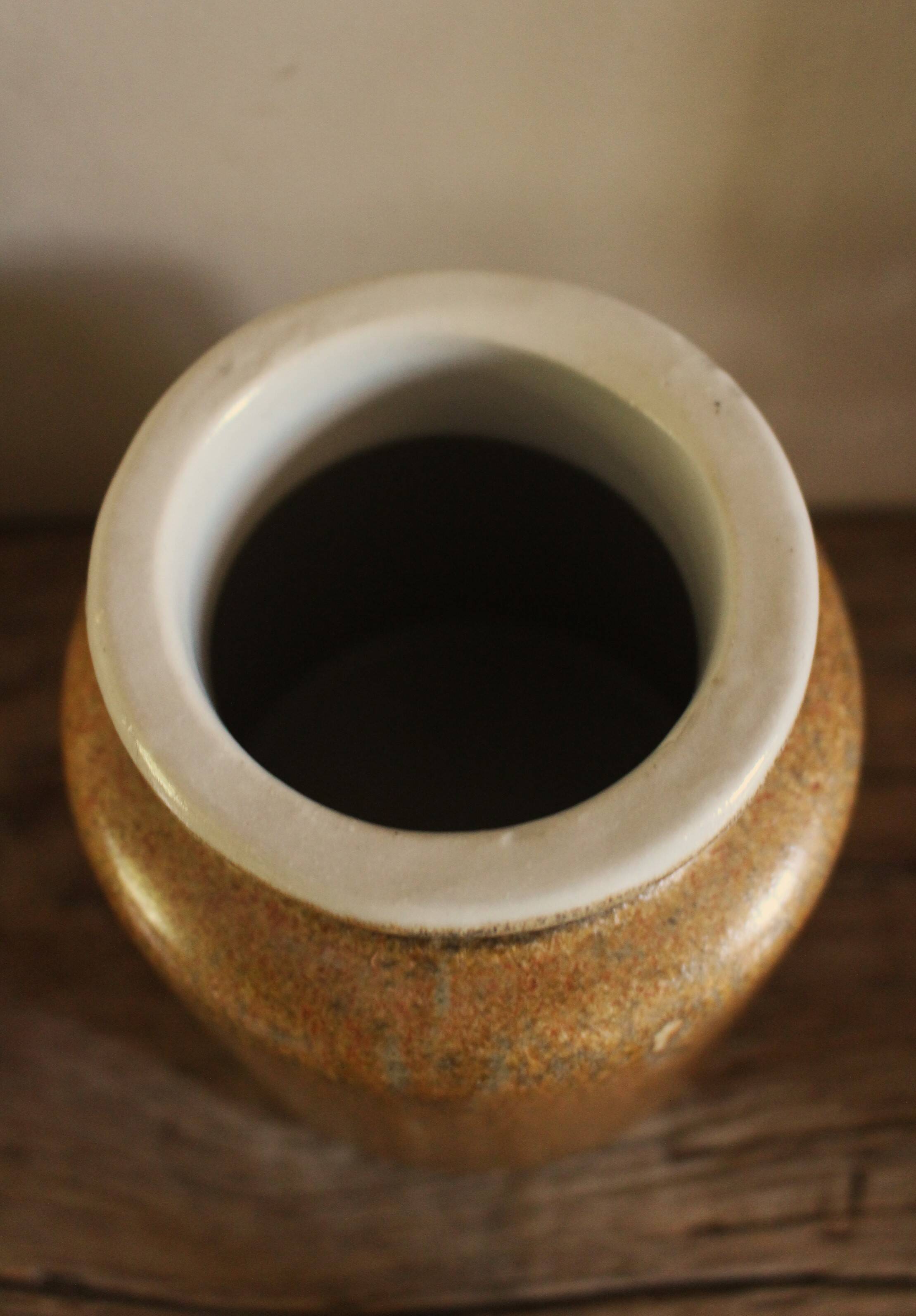 Vase, Glazed Vintage Stoneware Pot for Interior Use