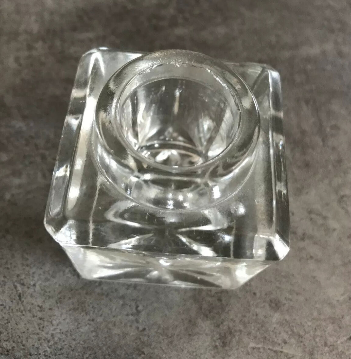 Candle holder holder -candle table vintage glass square shape