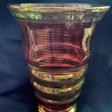 art deco vase in fuchsia & gold glass cira 1930 - belgian glassware (boom/doyen/laeken)