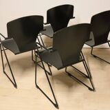 Series of 4 minimalist chairs model "EGOA 300" by Josep Mora