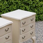 Pair of renovated antique bedside tables – Ivory from Orfèvres Libéron – 3 drawers