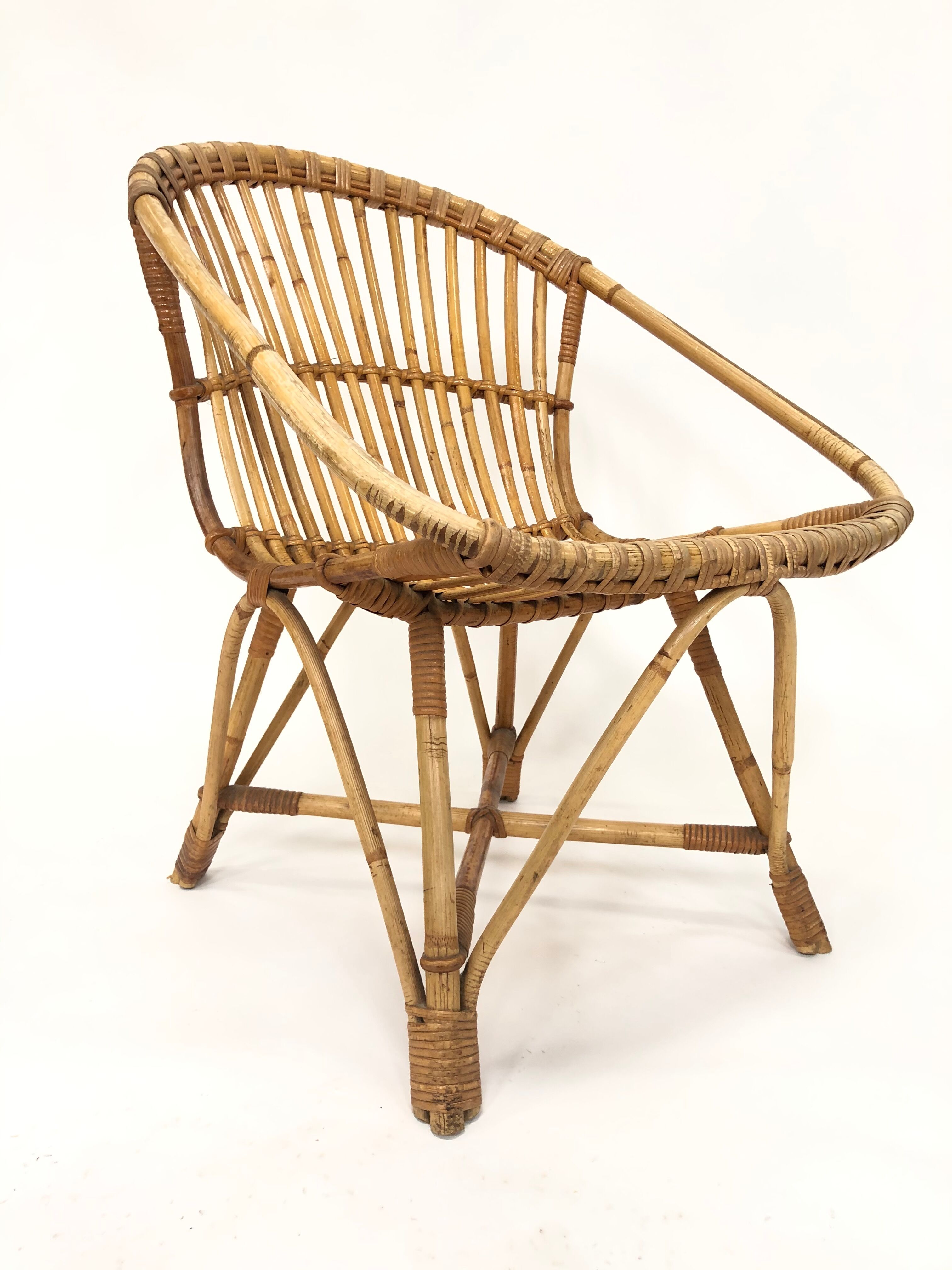 Rohe Noordwolde rattan chair, 1960, Netherlands