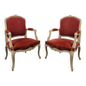 Paire de fauteuils cabriolets - rouges