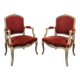 Paire de fauteuils cabriolets rouges de style Louis XV