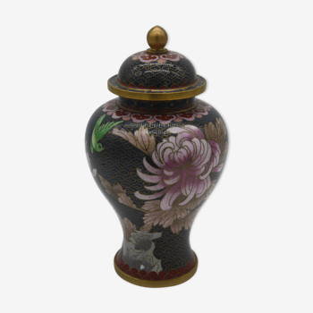 Potiche émaux cloisonnés decor floral chine