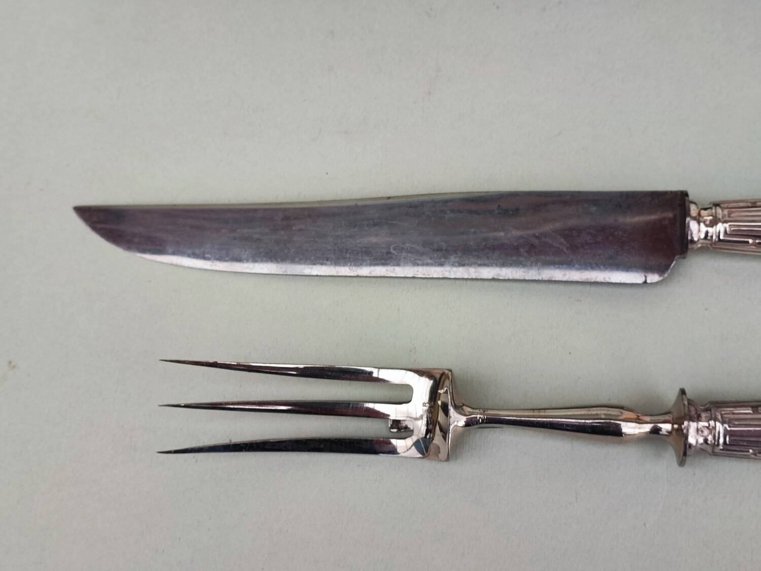 Silver carving knife and fork