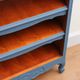 Renovated antique bookcase – Bleu des Vosges library, Libéron and natural wood – H100 cm