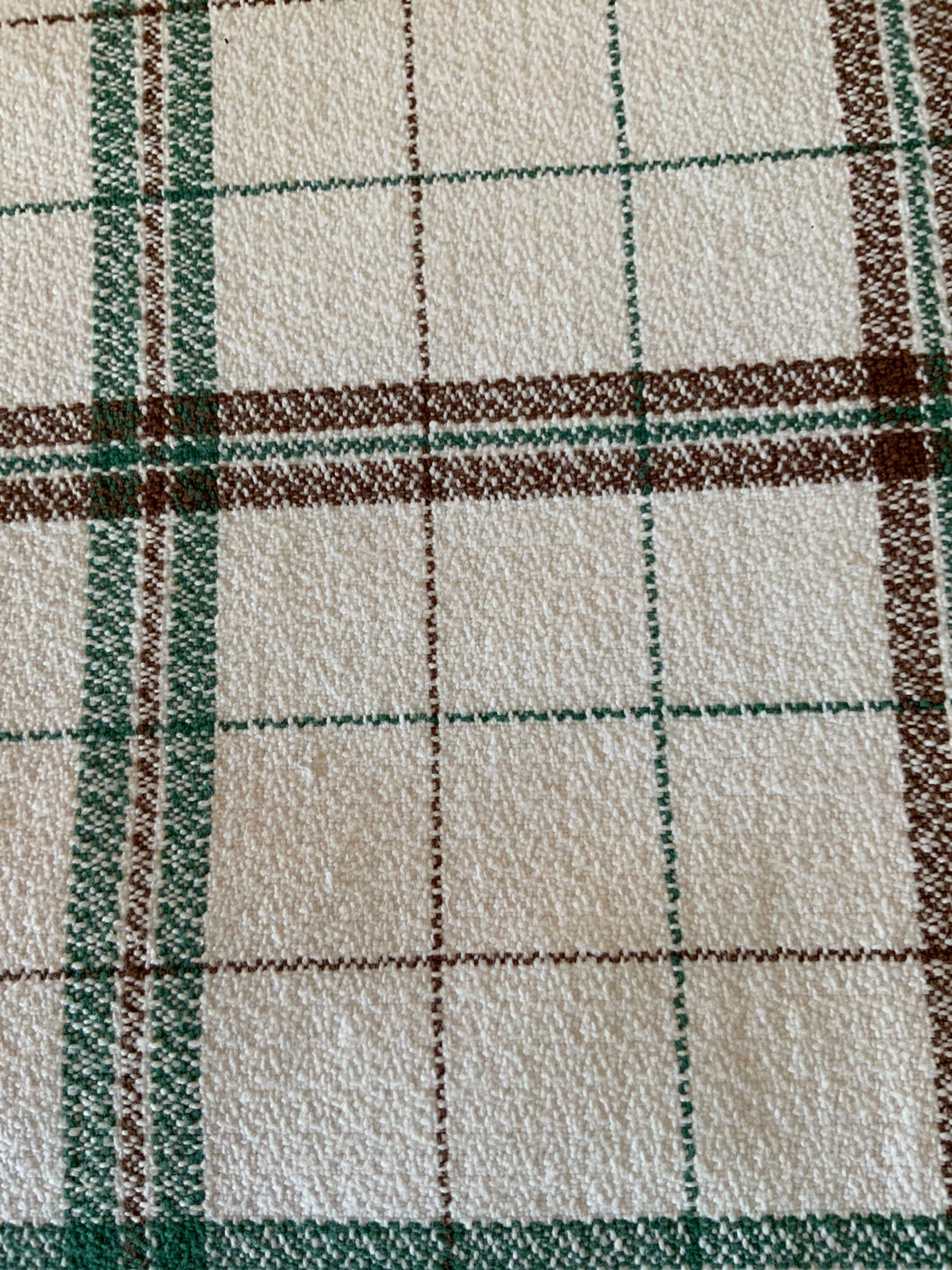 Green and brown checkered tablecloth Selency x Monoprix Croisé Laroche
