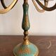 Antique Pair of Candle Holders Chandelier 5 Arms Gilded Brass Enamelled Blue