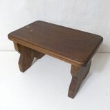 Old small bench in solid oak wood vintage step stool