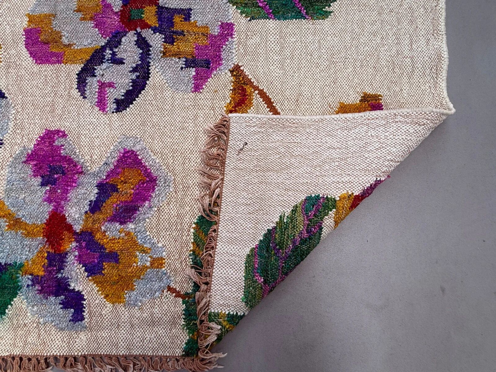 Vintage rose kilim rug 170x240cm shabby wool and silk, boho medium 2544