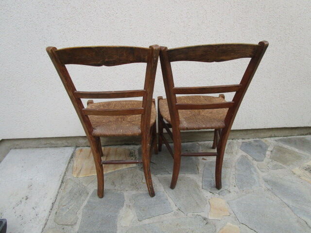 2 antique straw chairs