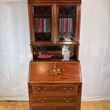 Antique Edwardian Bureau Bookcase with Inlaid Floral Detail – Early 20th Ce