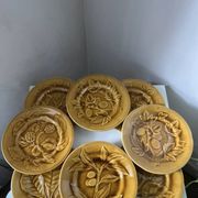 Series 10 brown plates, Barbotine fruit, Choisy le Roi