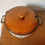 Earthenware casserole by Boch walnut model
