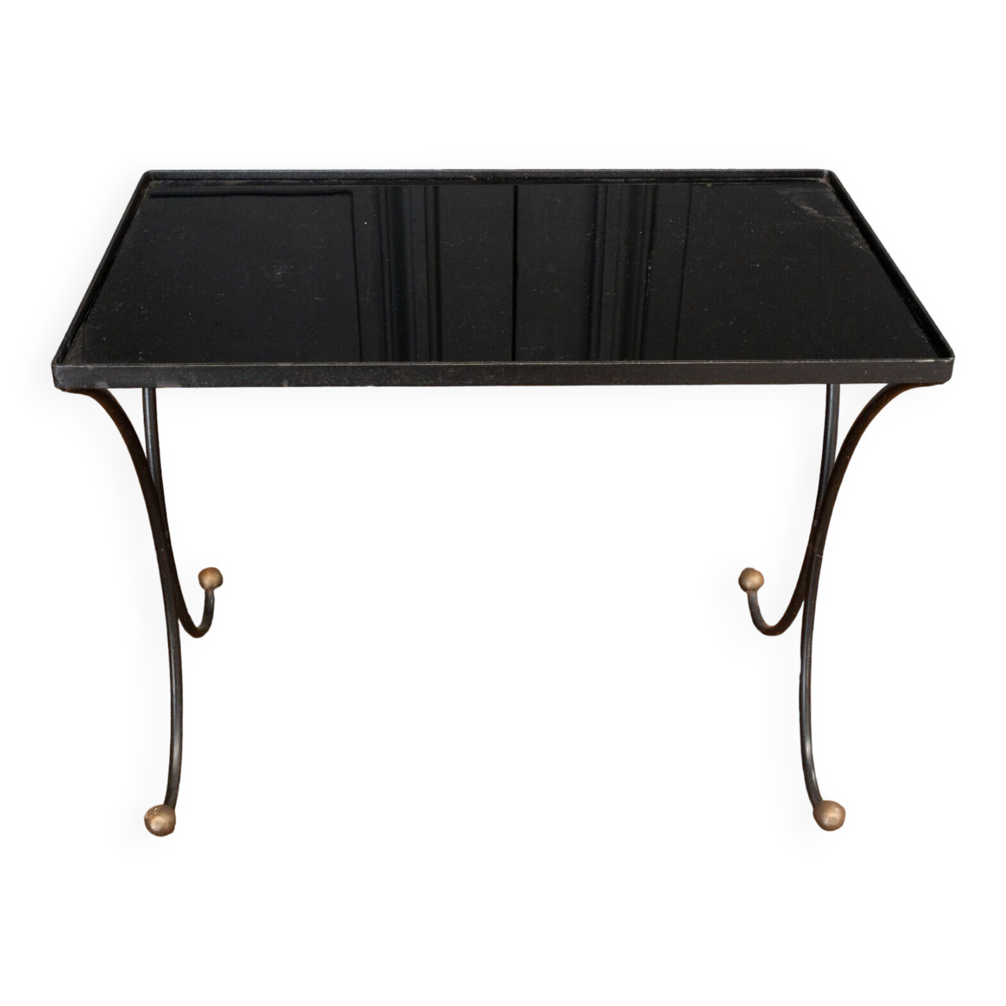 Side table end of sofa 1960 smoked glass gilded base