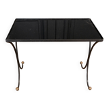 Side table end of sofa 1960 smoked glass gilded base