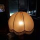 Turned wood table lamp with “skin” shade