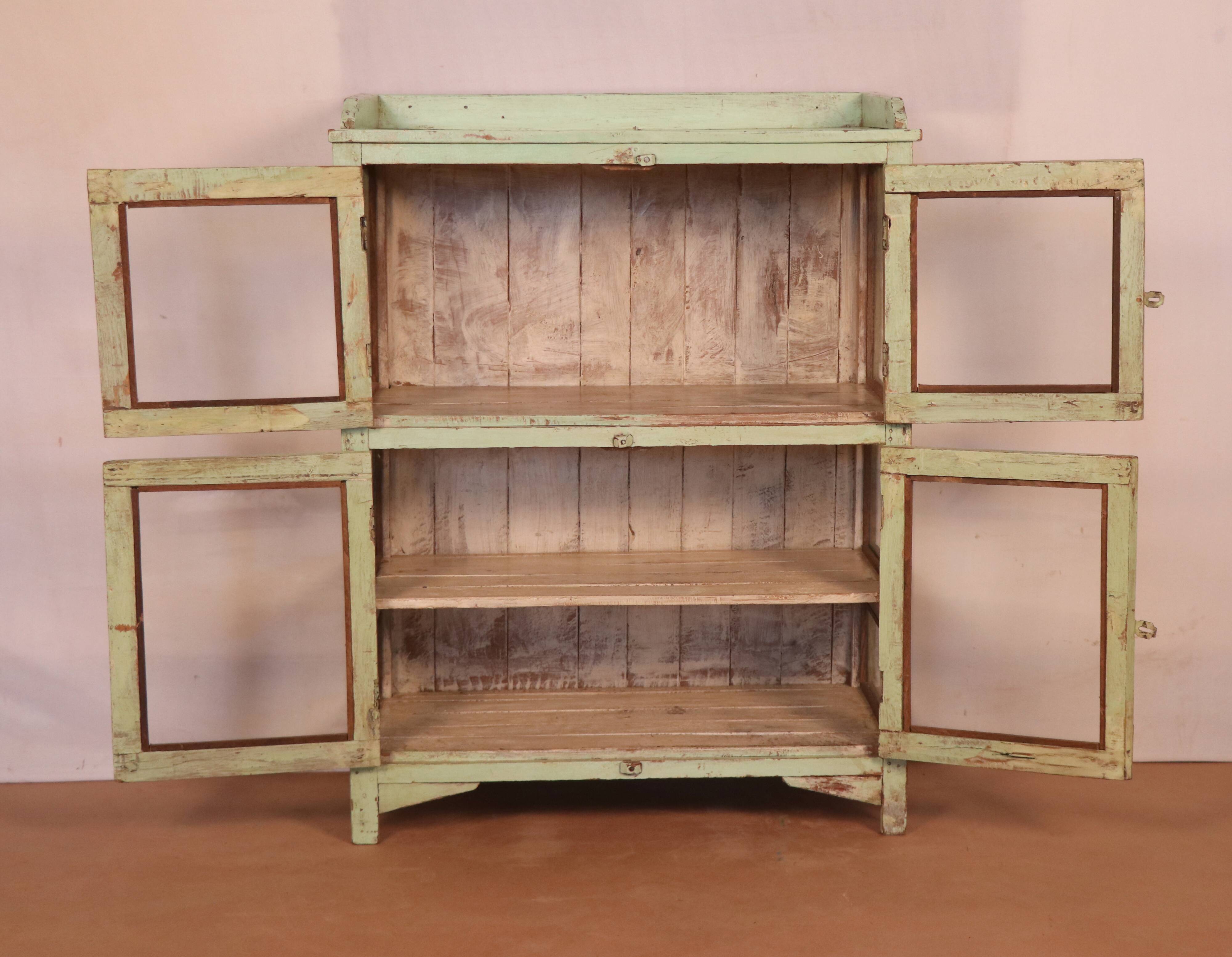 Old Burmese teak dresser original pistachio green patina