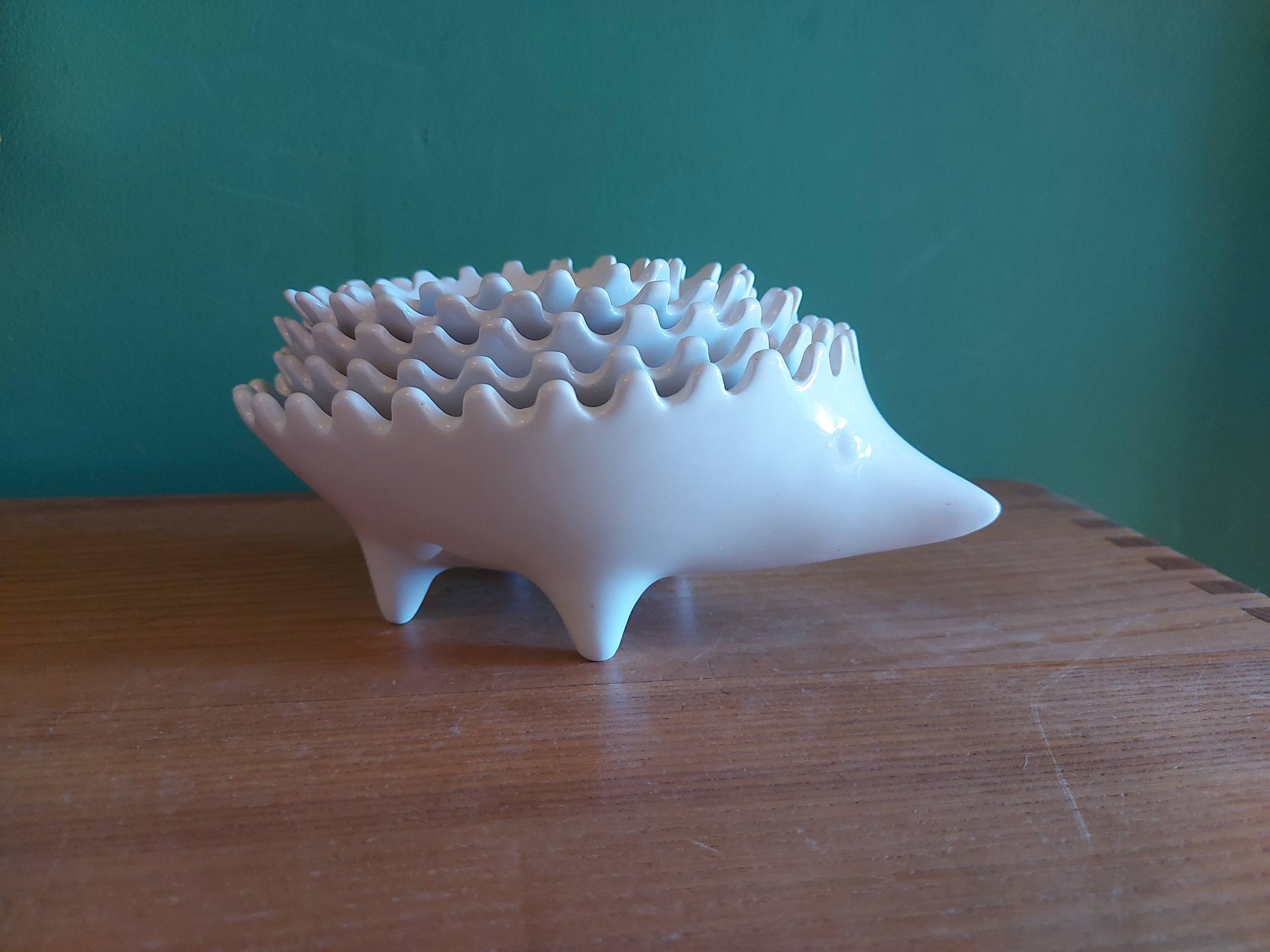 Stackable pocket set zoomorphic , ceramic este , italy " herissons "