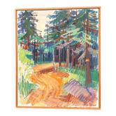 Swedish Oil on Canvas “Spår” by Gustaf Höglund, Vintage & Framed 57 × 49 cm