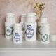 Set of 6 apothecary pots in white opaline 70s