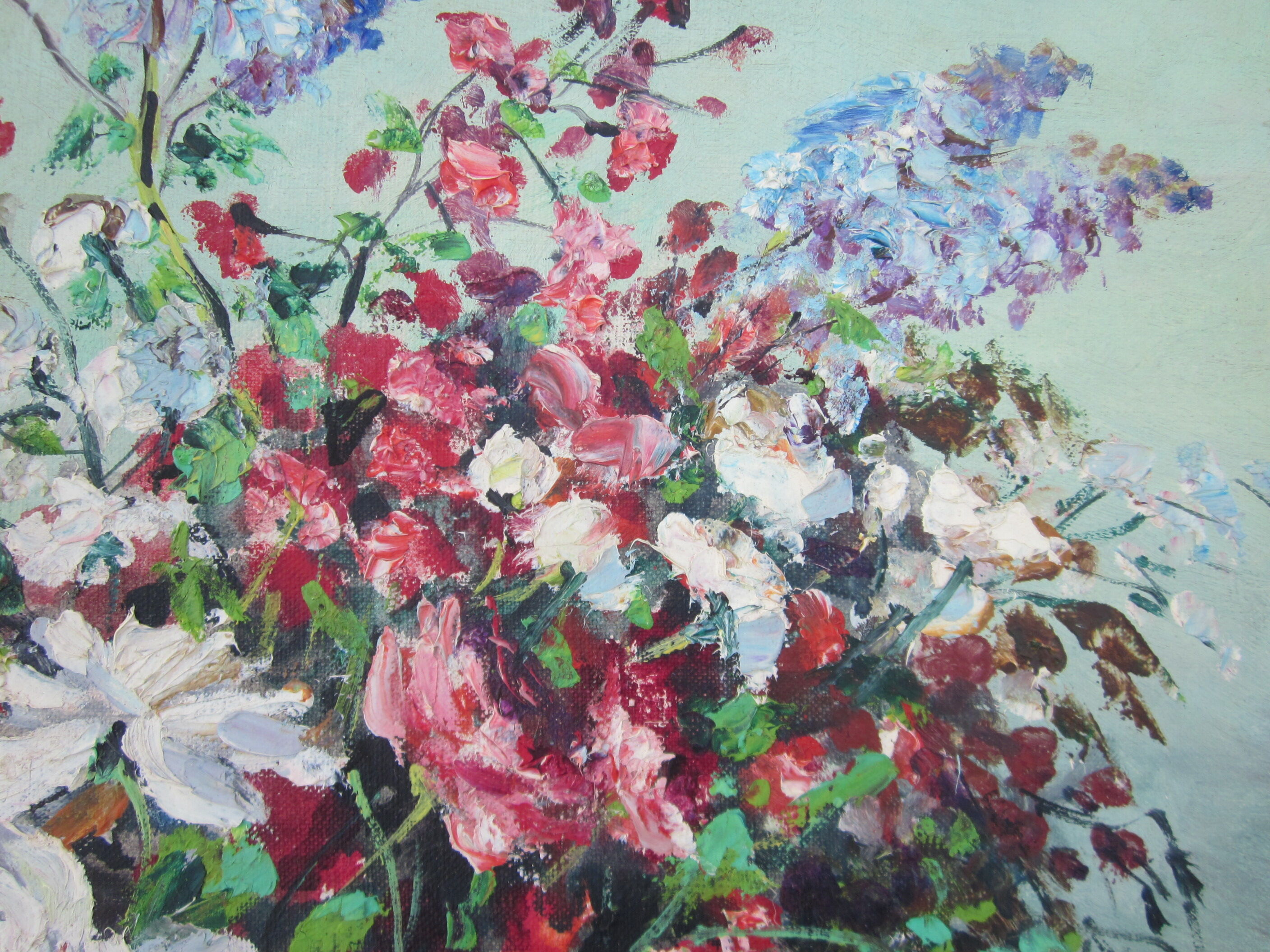 XXth painting E. Thioulouze flowers in a vase