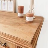 Buffet 3 portes vintage classique bois et raphia