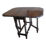 Farmhouse patinated extendable dining table in oak with carved edge, 1900