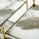 Paire de tables bouts canapé laiton chrome miroir