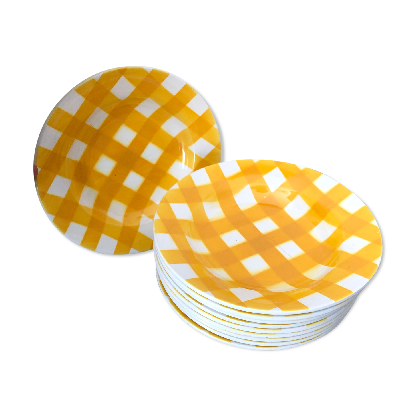 Hollow plates Sarreguemines yellow tiles