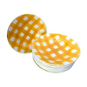 Assiettes creuses sarreguemines carreaux jaunes