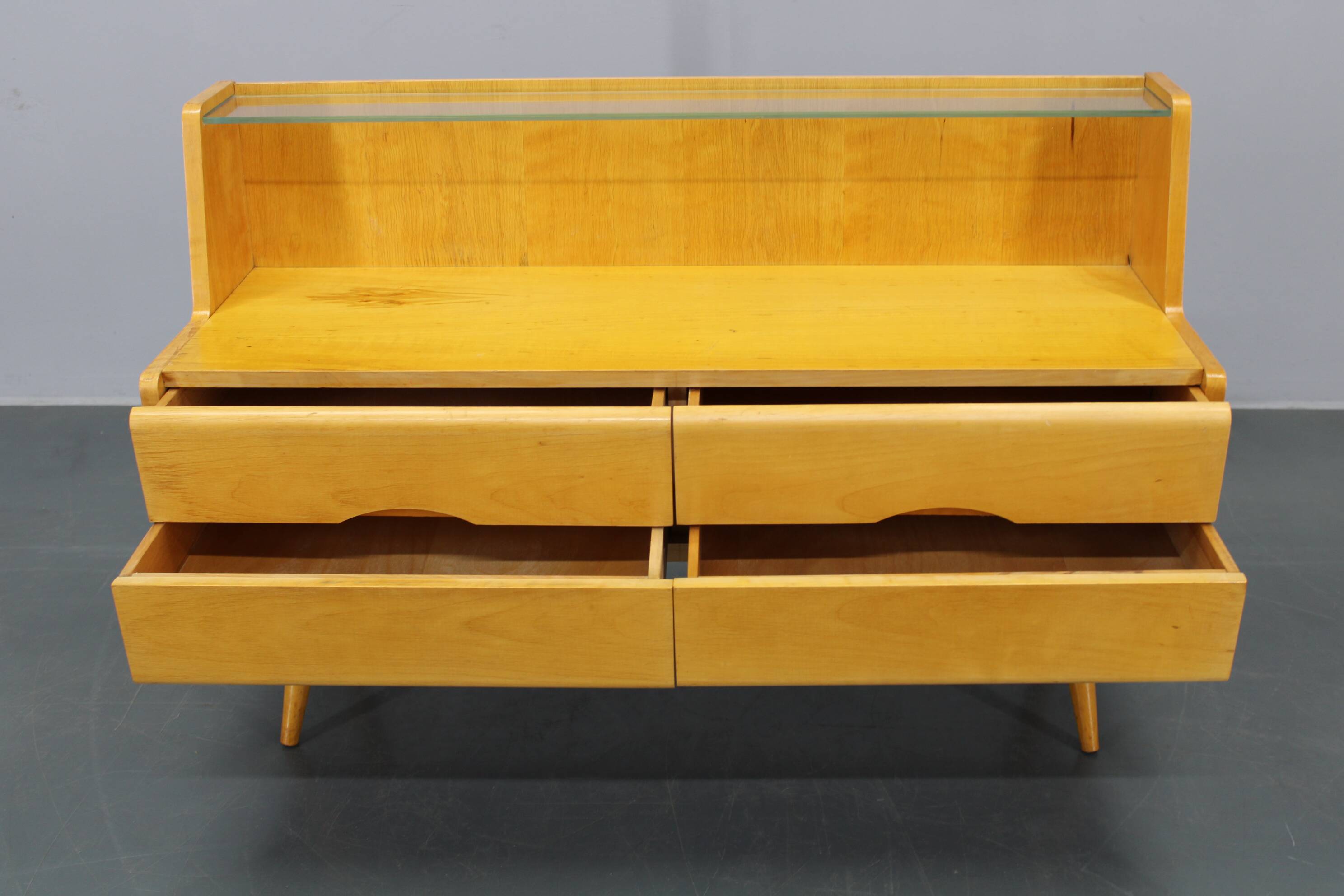 1960s Chest of Drawers with Glass Shelf ,Czechoslovakia