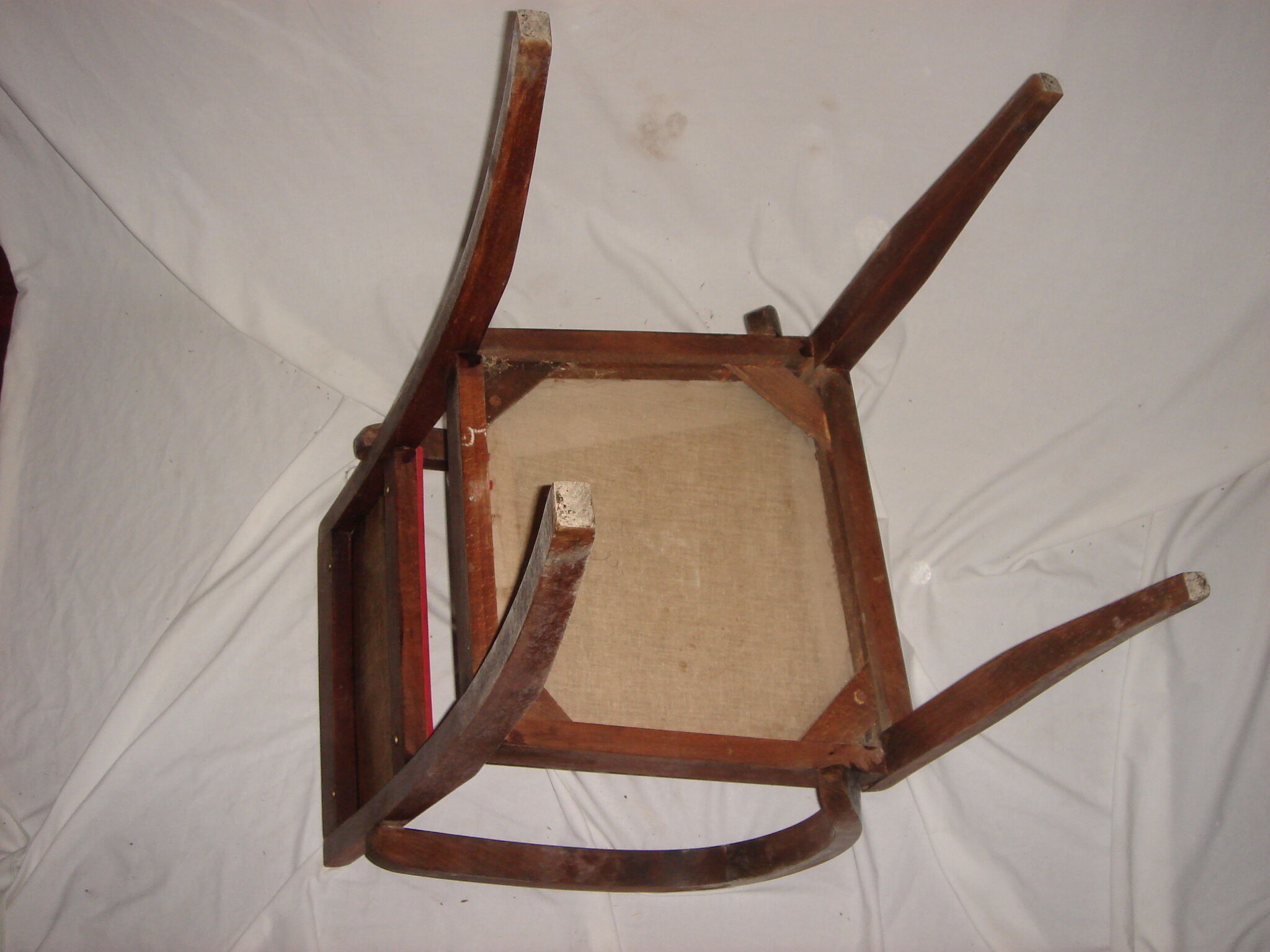 Armchair bridge 1940 Art Deco, wood & red skai