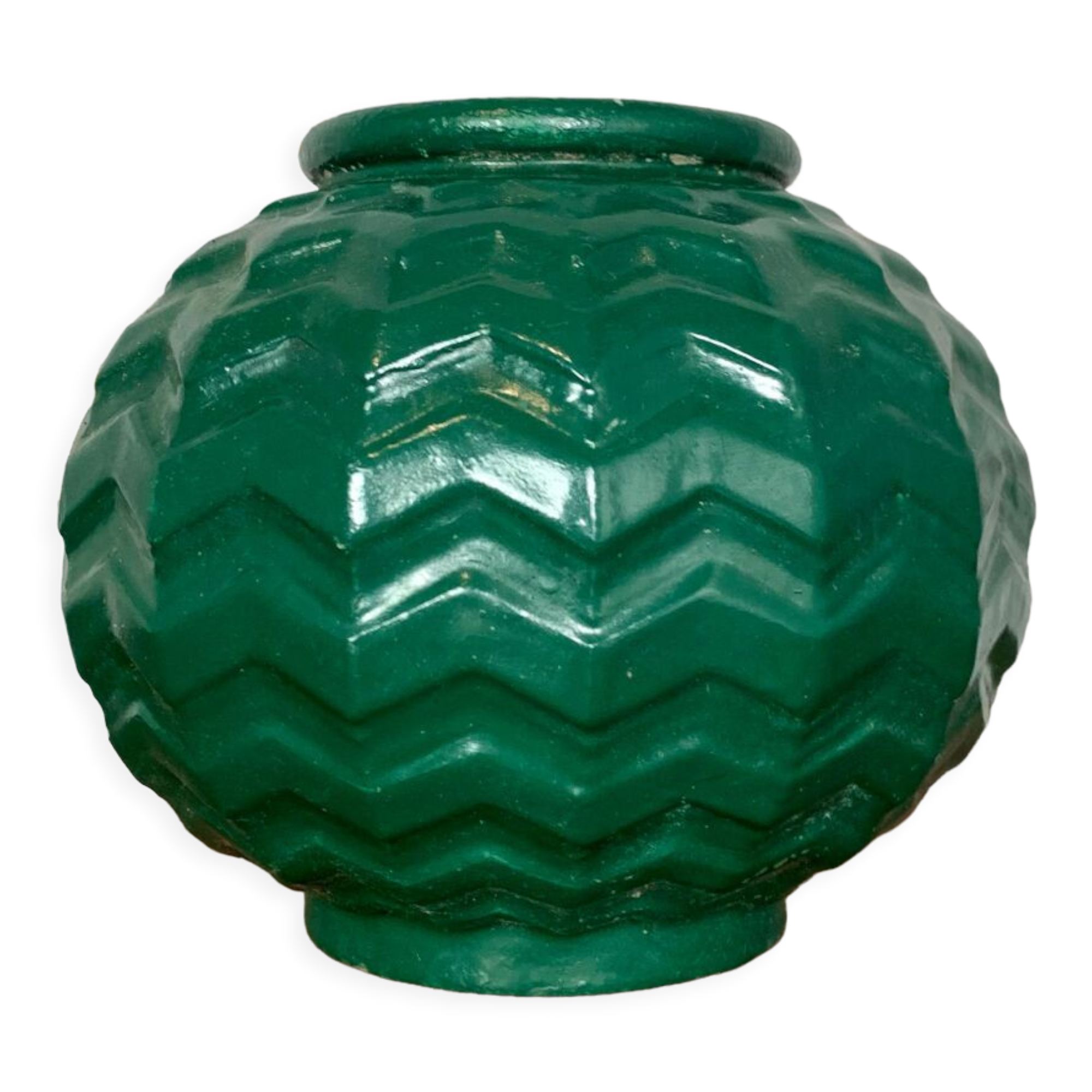 Enamelled cast iron ball vase art deco style