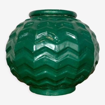 Enamelled cast iron ball vase art deco style