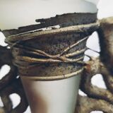 Artistic bronze glass paste vase