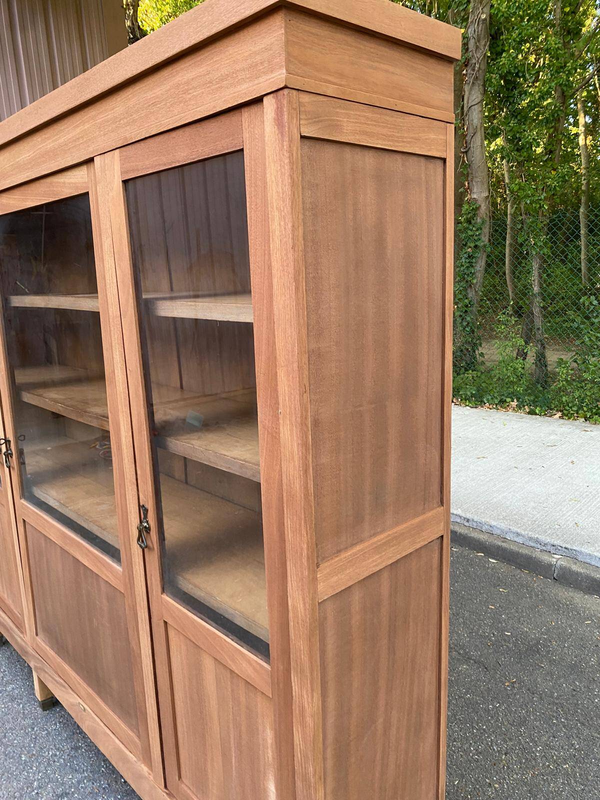 Large Art Deco Display Library stripped in solid mahogany 1930 200cm