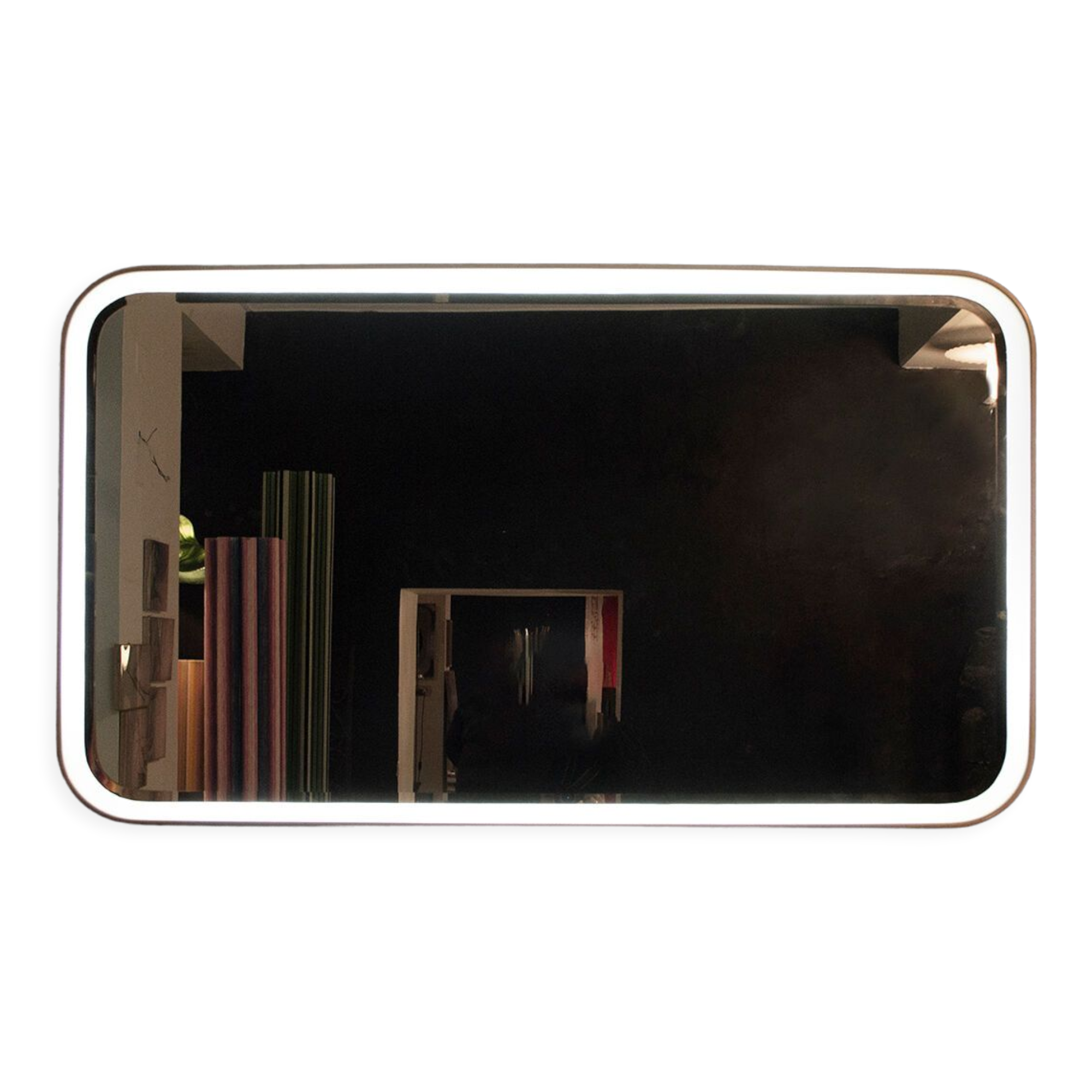 Fiberglass backlit mirror Italy 70s
