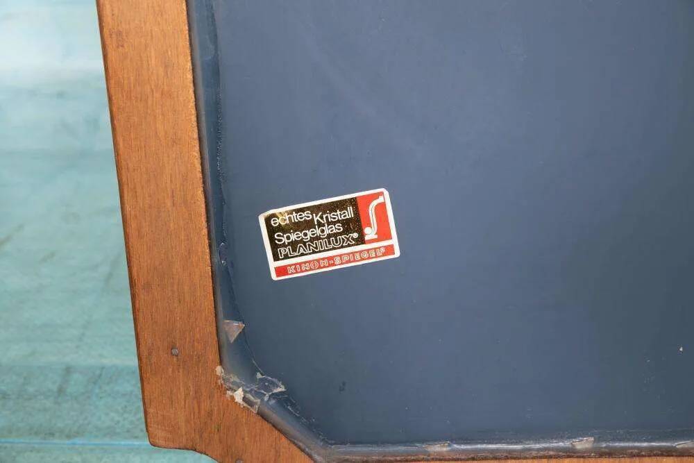 Vintage wooden mirror from the 1960s, art deco style 60s mirror.