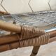 Bed bench into rattan vintage 1960